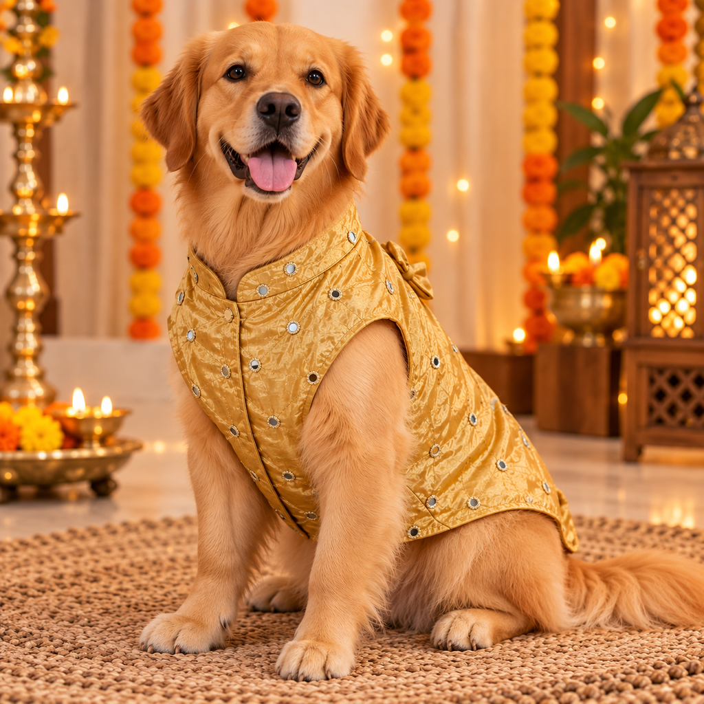 Dog and CAT Kurta for Diwali | Golden Yellow Color
