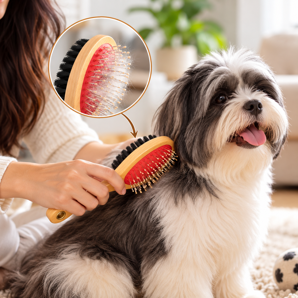 Double-Sided Grooming Brush & Comb for Dogs & Cats