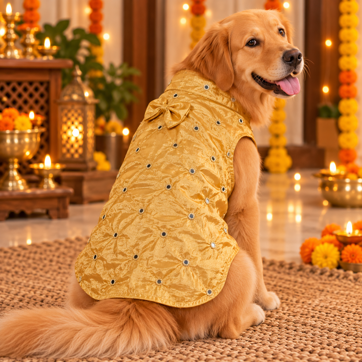 Dog and CAT Kurta for Diwali | Golden Yellow Color