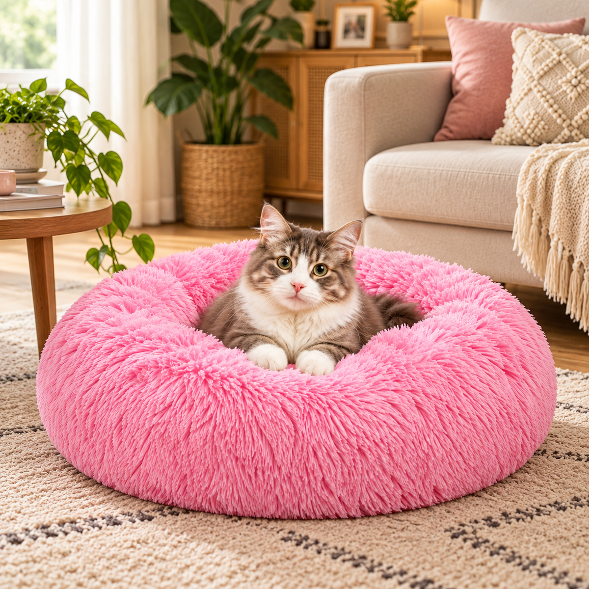 Small Round Pet Bed for Cats and Dogs | Green 